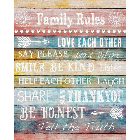 Family Rules White Modern Wood Framed Art Print by Knutsen, Conrad