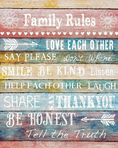 Family Rules Black Ornate Wood Framed Art Print with Double Matting by Knutsen, Conrad
