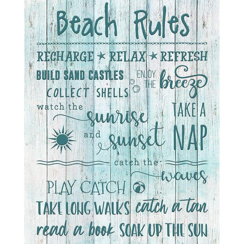 Beach Rules Gold Ornate Wood Framed Art Print with Double Matting by Carpentieri, Natalie
