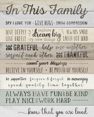 In This Family White Modern Wood Framed Art Print with Double Matting by CAD DESIGNS