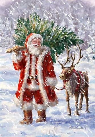 North Pole Tree Black Ornate Wood Framed Art Print with Double Matting by Corti, Marcello