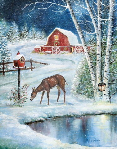 Holiday Skating White Modern Wood Framed Art Print with Double Matting by Manning, Ruane