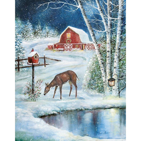 Holiday Skating Gold Ornate Wood Framed Art Print with Double Matting by Manning, Ruane