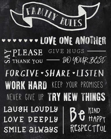 Chalkboard Rules Black Ornate Wood Framed Art Print with Double Matting by CAD DESIGNS