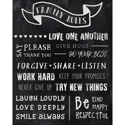 Chalkboard Rules Black Modern Wood Framed Art Print with Double Matting by CAD DESIGNS