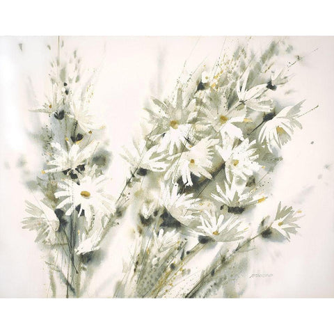 Daisy Spray Black Modern Wood Framed Art Print by Bjorkland, George