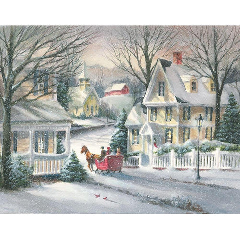 Village Sleigh White Modern Wood Framed Art Print by Bjorkland, George
