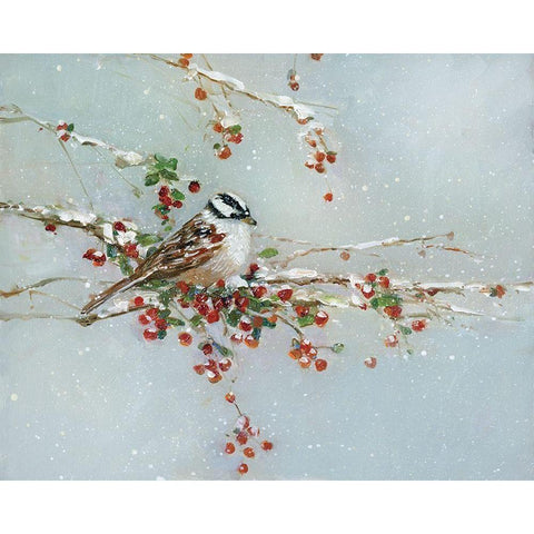 Woodpecker in Winter Black Modern Wood Framed Art Print with Double Matting by Swatland, Sally