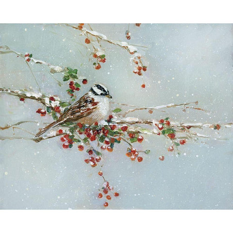 Woodpecker in Winter White Modern Wood Framed Art Print by Swatland, Sally