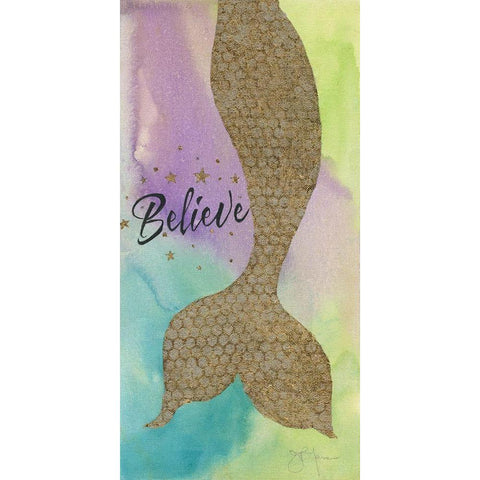 Mermaid Believe Black Modern Wood Framed Art Print with Double Matting by Tava Studios