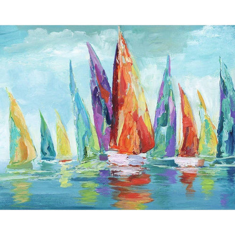 Fine Day Sailing I White Modern Wood Framed Art Print by Nan