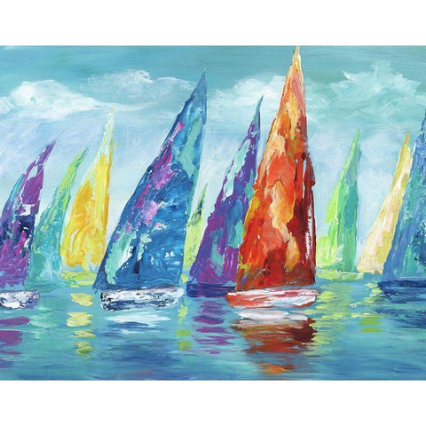 Fine Day Sailing II White Modern Wood Framed Art Print by Nan