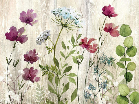 Meadow Flowers I Black Ornate Wood Framed Art Print with Double Matting by Knutsen, Conrad