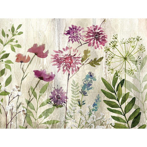 Meadow Flowers White Modern Wood Framed Art Print by Knutsen, Conrad