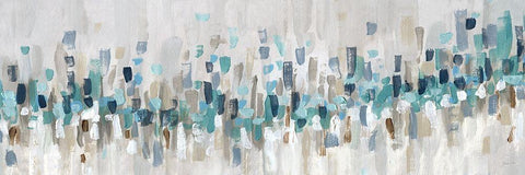 Blue Staccato White Modern Wood Framed Art Print with Double Matting by Craven, Katrina
