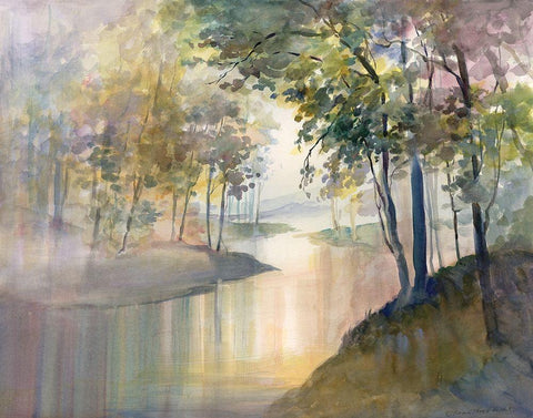 Reflections and White Modern Wood Framed Art Print with Double Matting by Troise Heidel, Theresa