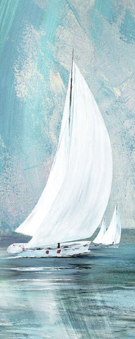 Soft Sail I White Modern Wood Framed Art Print with Double Matting by Knutsen, Conrad