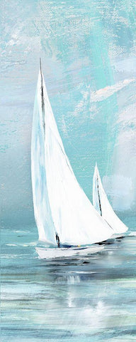 Soft Sail II White Modern Wood Framed Art Print with Double Matting by Knutsen, Conrad
