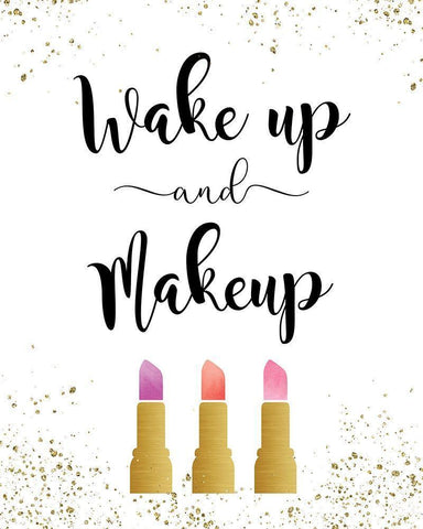 Wake Up and Makeup Black Ornate Wood Framed Art Print with Double Matting by Murray, Amanda