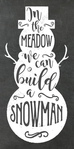 Build A Snowman White Modern Wood Framed Art Print with Double Matting by Murray, Amanda