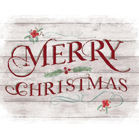 Merry Christmas White Modern Wood Framed Art Print by Murray, Amanda