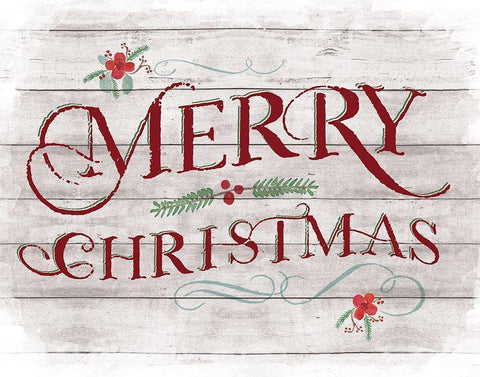 Merry Christmas Black Ornate Wood Framed Art Print with Double Matting by Murray, Amanda