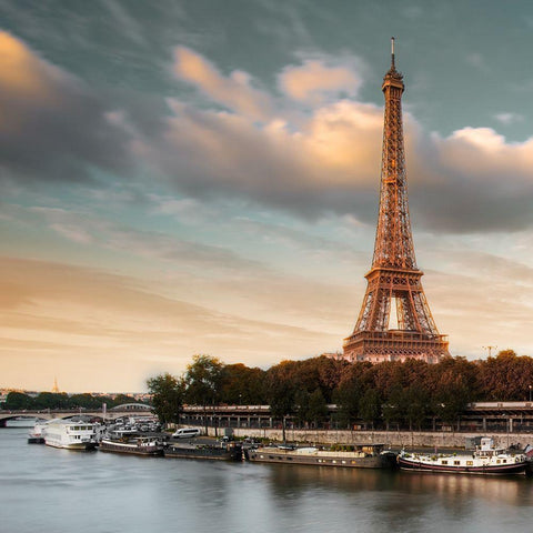 Eiffel View Black Modern Wood Framed Art Print with Double Matting by Delimont, Danita