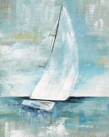 Come Sailing I White Modern Wood Framed Art Print with Double Matting by Nan