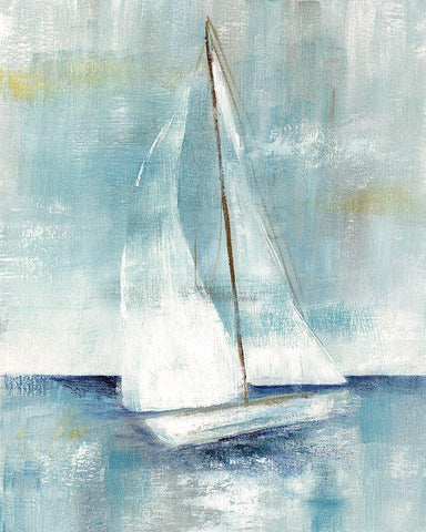 Come Sailing I White Modern Wood Framed Art Print with Double Matting by Nan