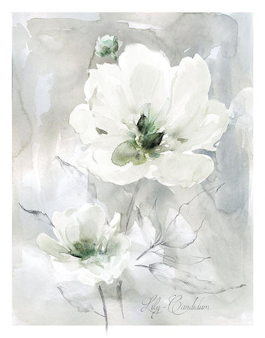 White Lily White Modern Wood Framed Art Print with Double Matting by Robinson, Carol