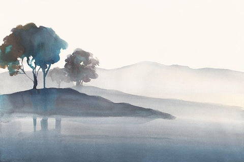 Serene Silhouette White Modern Wood Framed Art Print with Double Matting by Troise Heidel, Theresa
