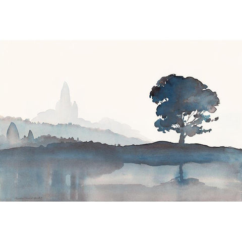 Serene Silhouette White Modern Wood Framed Art Print by Delimont, Danita