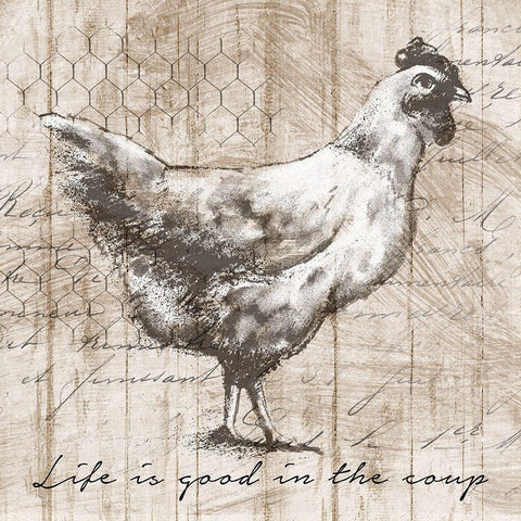 Farm Hen White Modern Wood Framed Art Print by Knutsen, Conrad