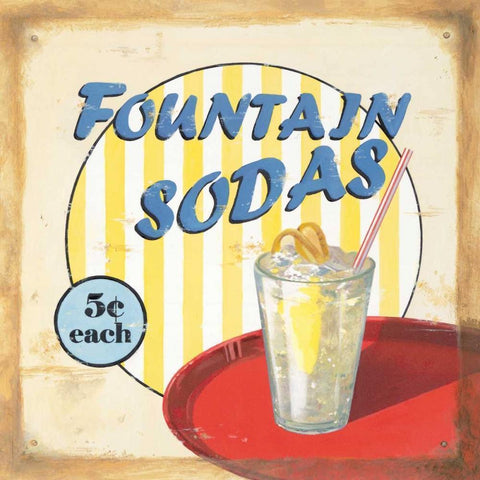 Fountain Sodas White Modern Wood Framed Art Print by Alderson, Lisa