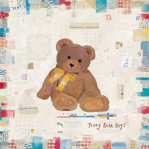 Teddy Bear Hugs Black Modern Wood Framed Art Print by Pope, Kate and Elizabeth