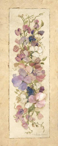 Sweetpeas for Annabelle II White Modern Wood Framed Art Print with Double Matting by Olson, Charlene