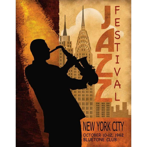 1962 Jazz in New York Gold Ornate Wood Framed Art Print with Double Matting by Knutsen, Conrad