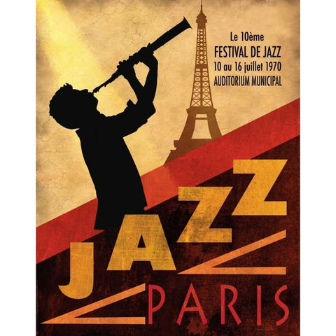 1970  Jazz in Paris Gold Ornate Wood Framed Art Print with Double Matting by Knutsen, Conrad