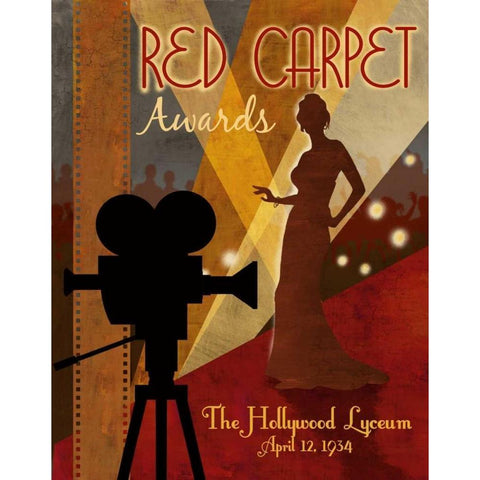 Red Carpet Awards Black Modern Wood Framed Art Print with Double Matting by Knutsen, Conrad