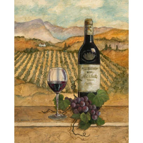 Merlot Black Modern Wood Framed Art Print with Double Matting by Olson, Charlene