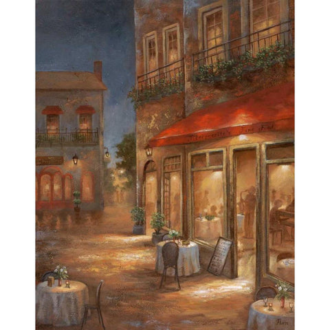 Cafe Marquerite Gold Ornate Wood Framed Art Print with Double Matting by Nan