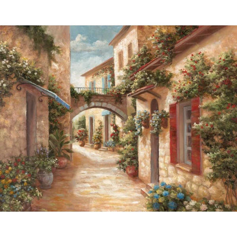 Italiano Villagio II Gold Ornate Wood Framed Art Print with Double Matting by Nan