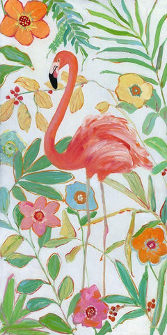Flamingo Party II White Modern Wood Framed Art Print with Double Matting by Swatland, Sally