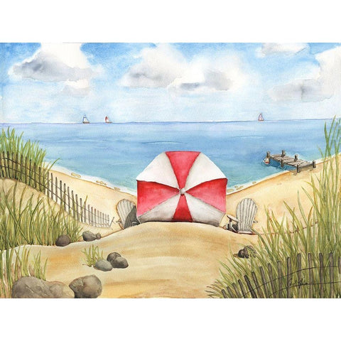 Beach Bliss Black Modern Wood Framed Art Print with Double Matting by Halm, Carol
