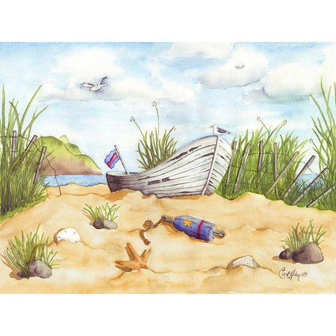 Beach Treasures Black Modern Wood Framed Art Print by Halm, Carol