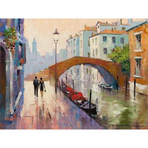 Venice Twilight Black Modern Wood Framed Art Print with Double Matting by Orme, E. Anthony