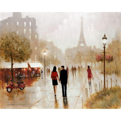 Romantic Stroll White Modern Wood Framed Art Print by Orme, E. Anthony