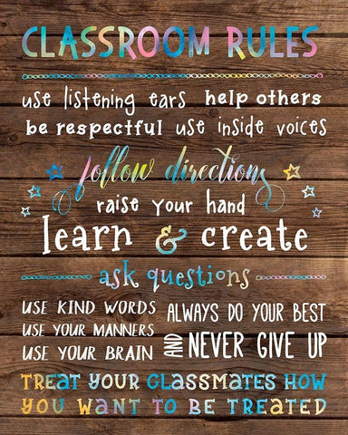 Classroom Rules Black Ornate Wood Framed Art Print with Double Matting by CAD DESIGNS
