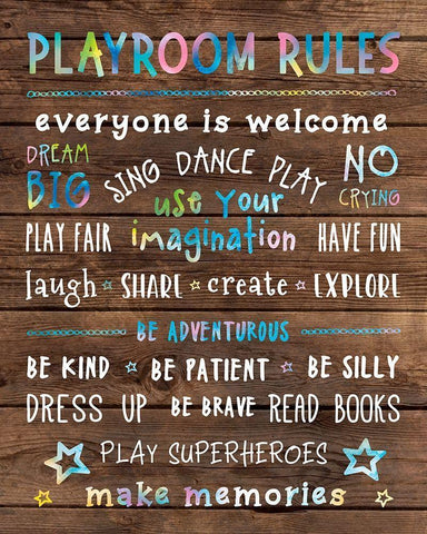 Playroom Rules Black Ornate Wood Framed Art Print with Double Matting by CAD DESIGNS