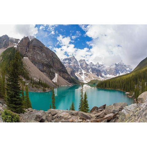 Banff Valley of the Ten Peaks Black Modern Wood Framed Art Print with Double Matting by Delimont, Danita